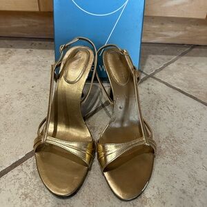 Nine West Metallic Gold Heels